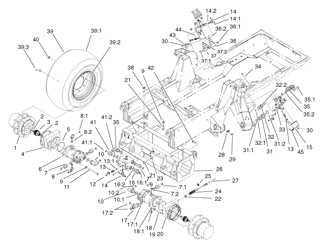 Planetary, Brake and Tire Assembly