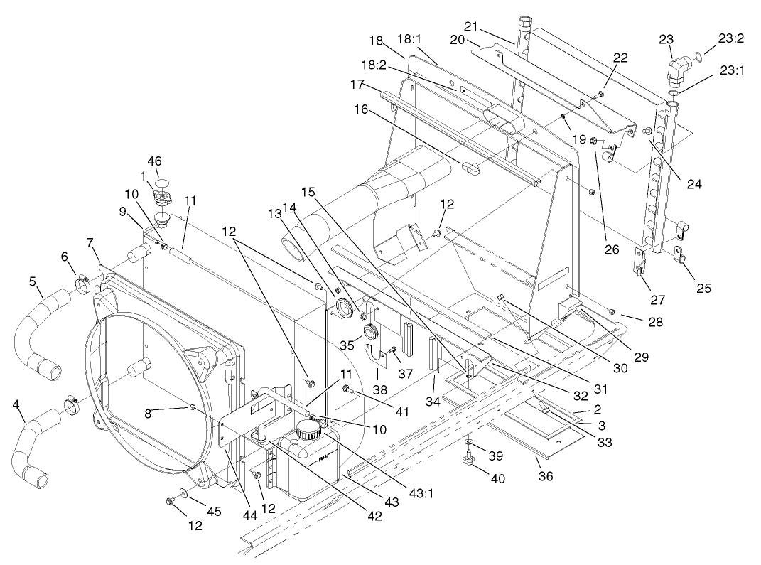 Radiator, Oil Cooler and Support Assembly