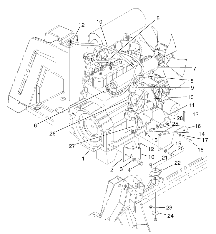 Engine and Mount Assembly