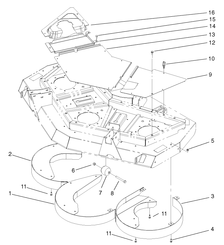 Rear Discharge Chamber and Cover Assembly (Front Deck)