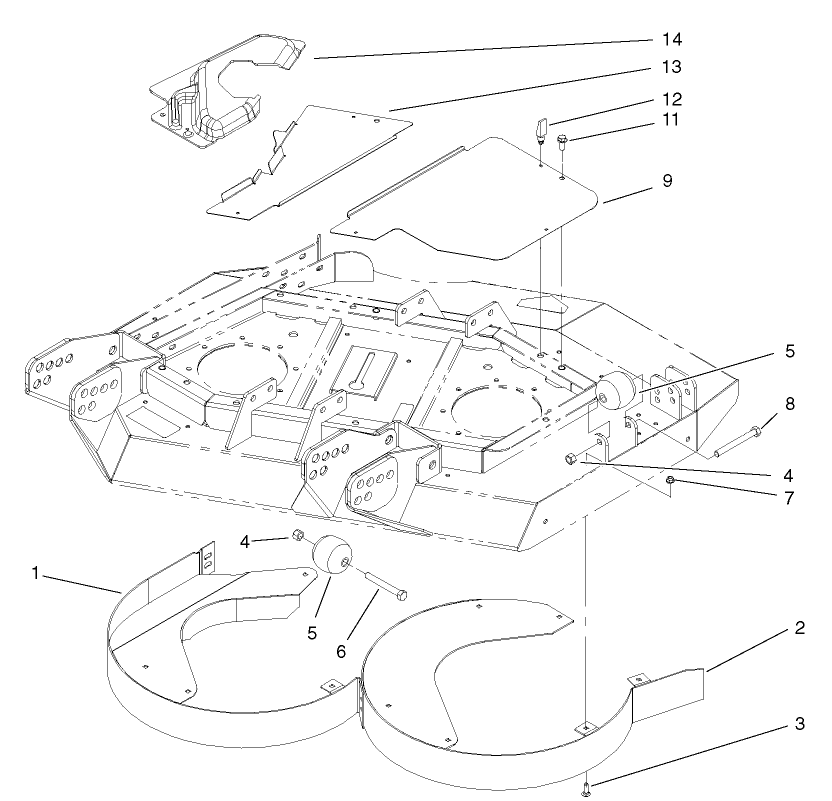 Rear Discharge Chamber and Cover Assembly (RH Deck)