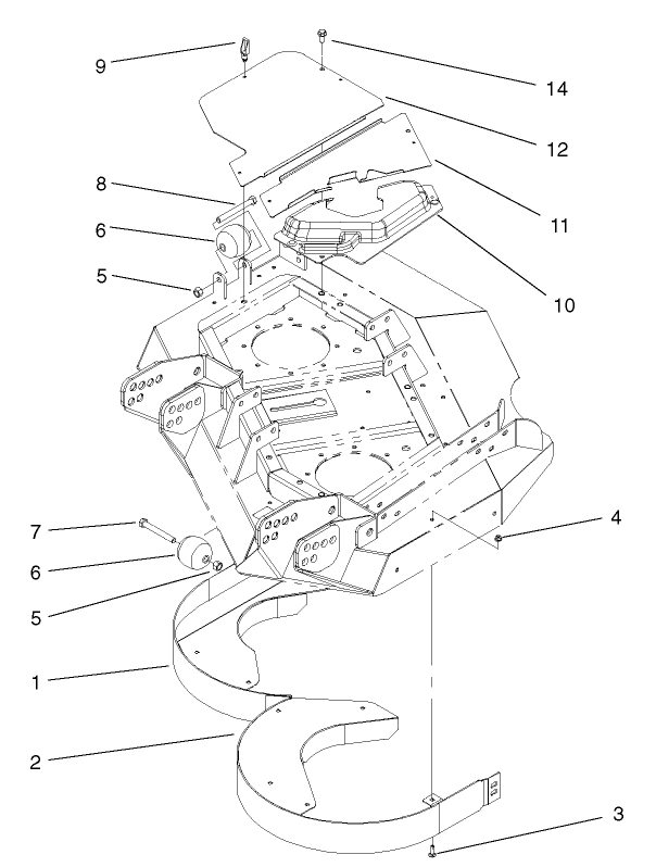 Rear Discharge Chamber and Cover Assembly (LH Deck)