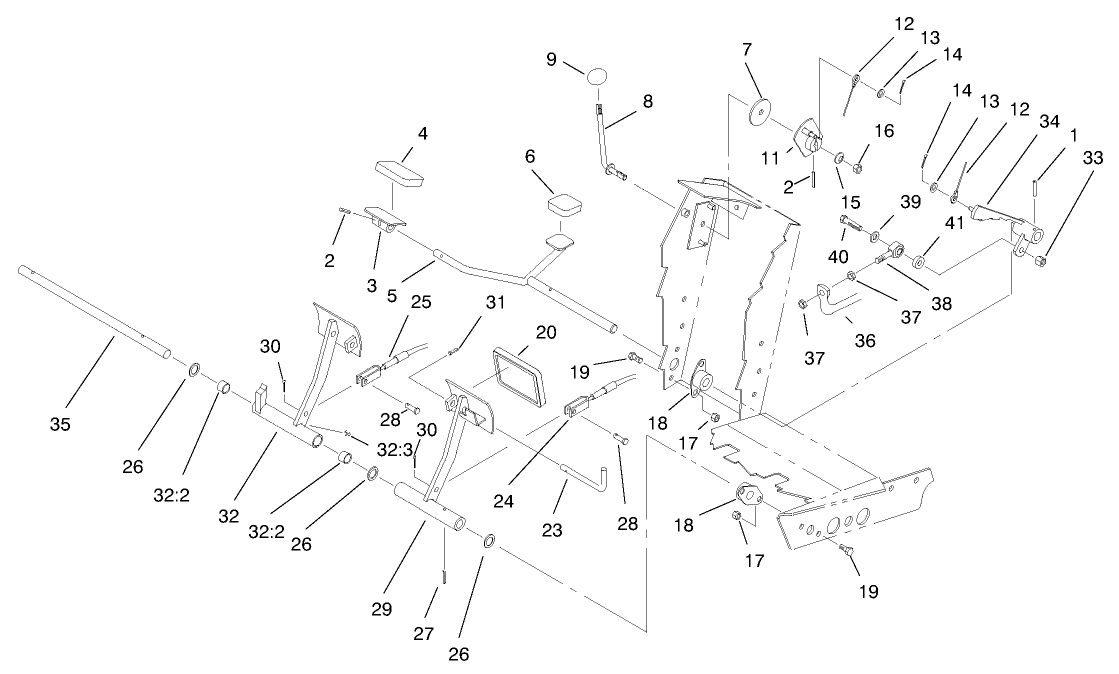 Traction and Brake Pedal Assembly