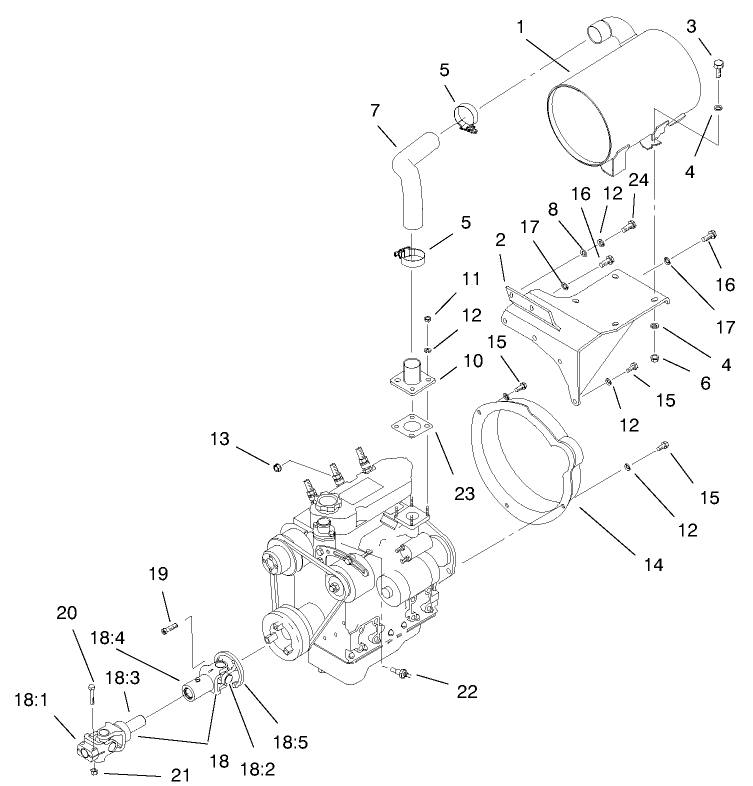 Muffler and Pump Drive Assembly