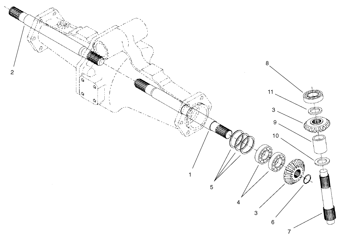 Rear Axle Assembly No. 98-3925 (Continued) Bevel Gear Shaft Assembly