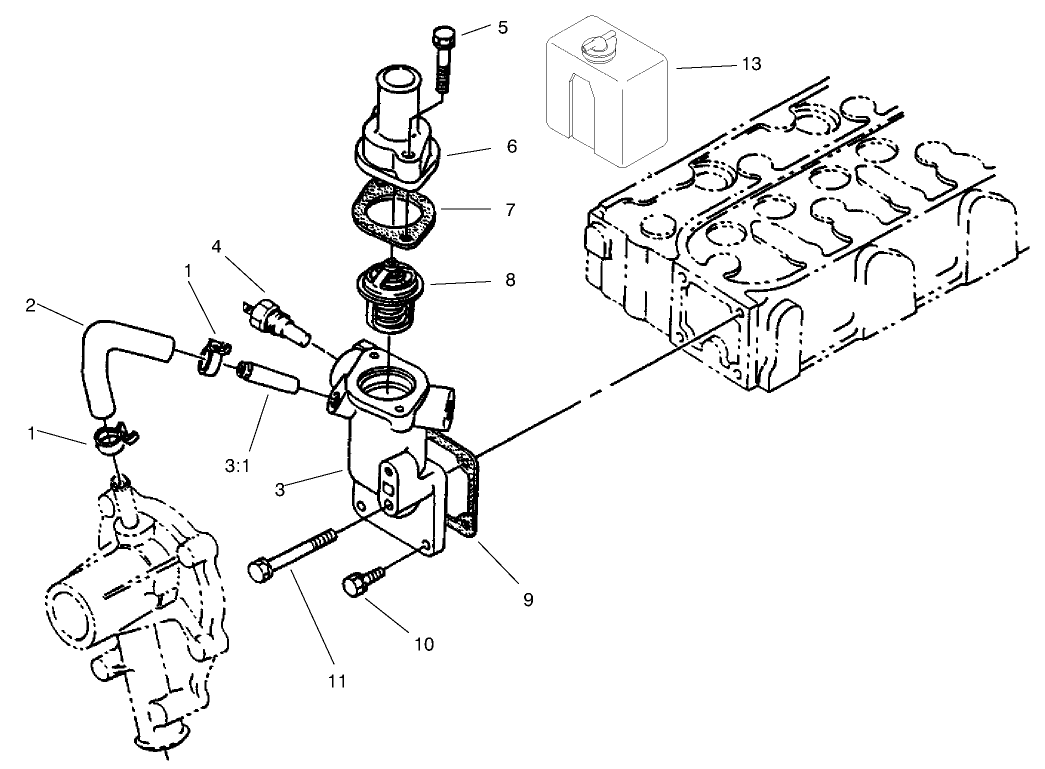 Water Flange and Thermostat Assembly