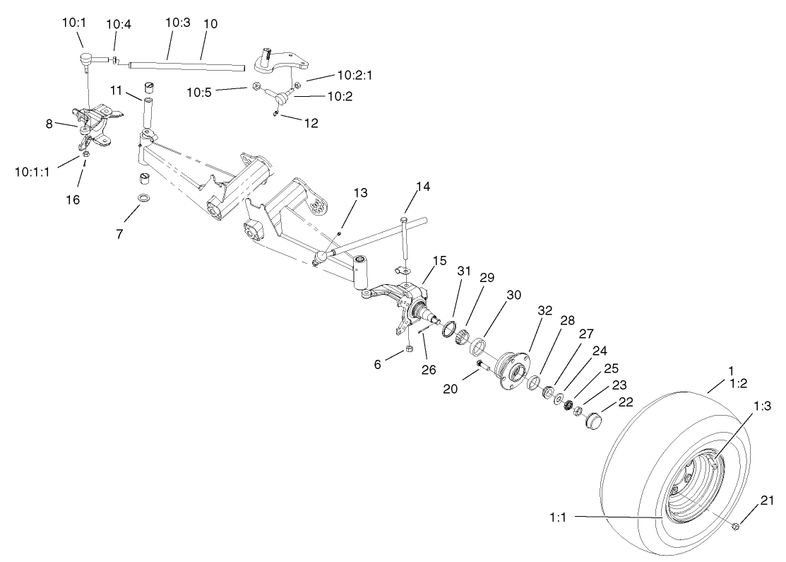 Front Tire and Steering Assembly