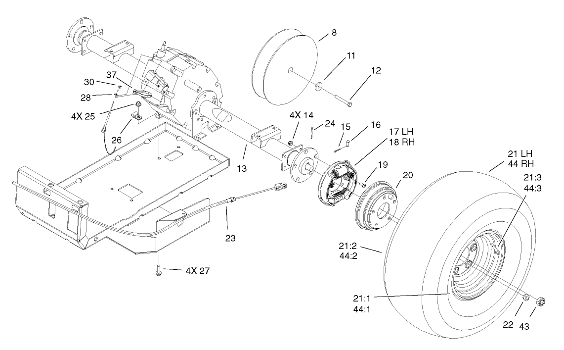 Rear Tire and Transaxle Assembly