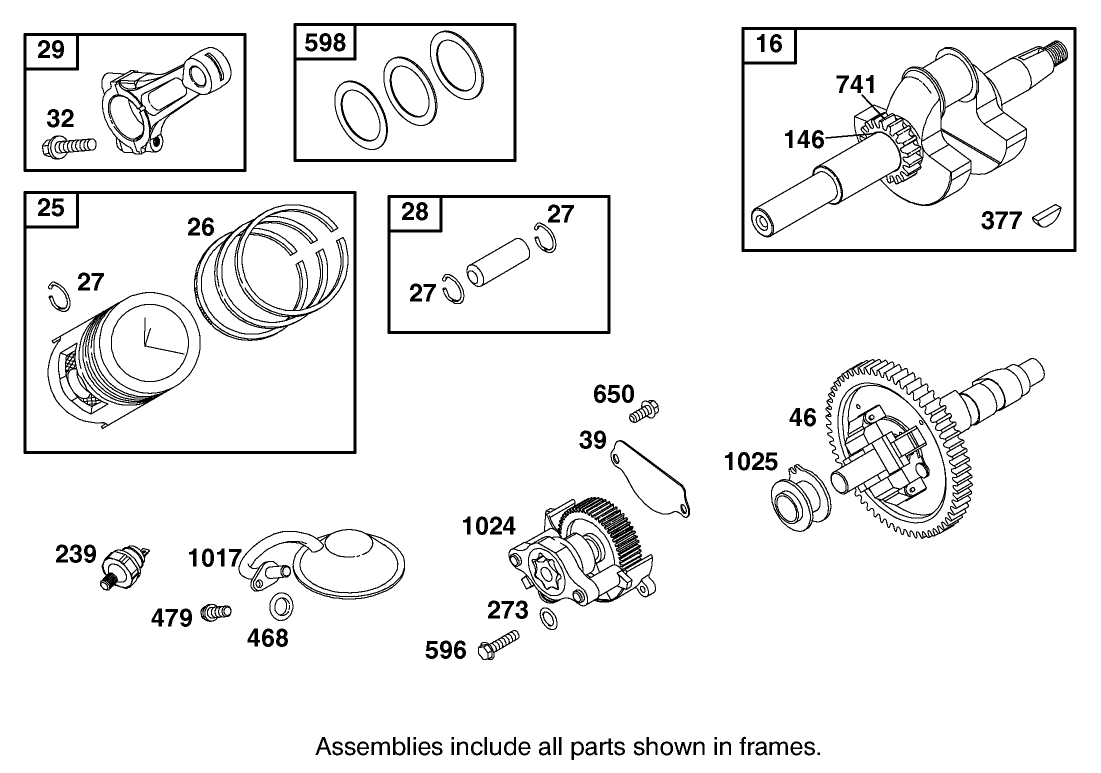 Crankshaft, Piston and Oil Pump Assembly