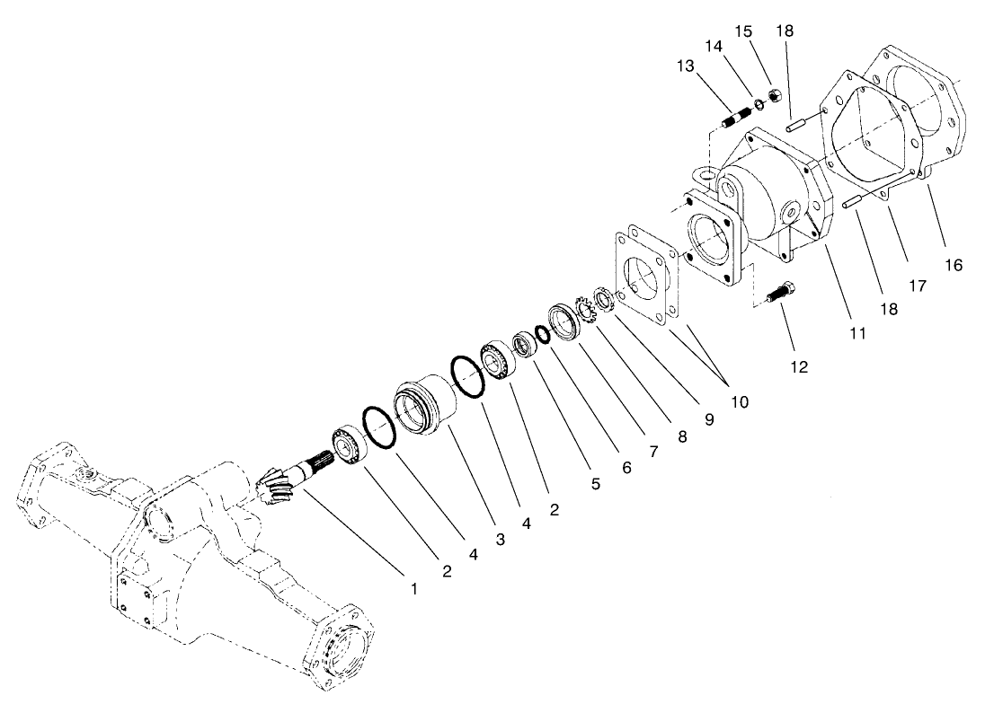 Rear Axle Assembly No. 100-3784 Bevel Pinion Shaft Assembly