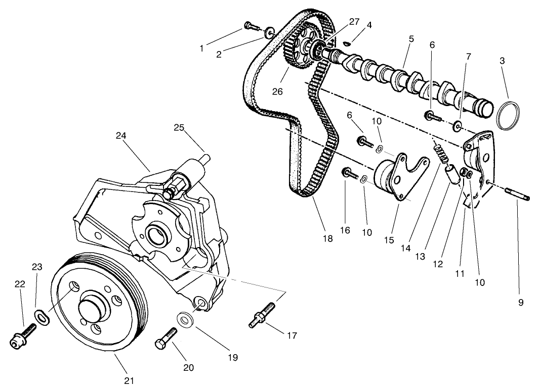 Camshaft and Fan Support Assembly