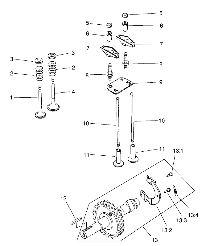 Camshaft and Valve Assembly
