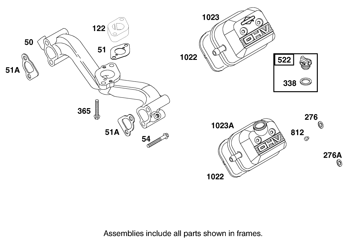 Intake Manifold and Rocker Cover Assembly Briggs and Stratton Model 350447-1331-E1