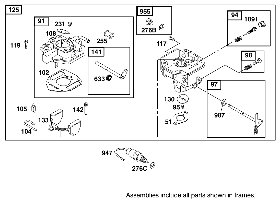 Carburetor Assembly Briggs and Stratton Model 350447-1331-E1
