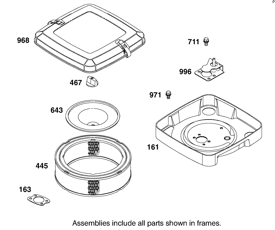 Air Cleaner Assembly Briggs and Stratton Model 350447-1331-E1