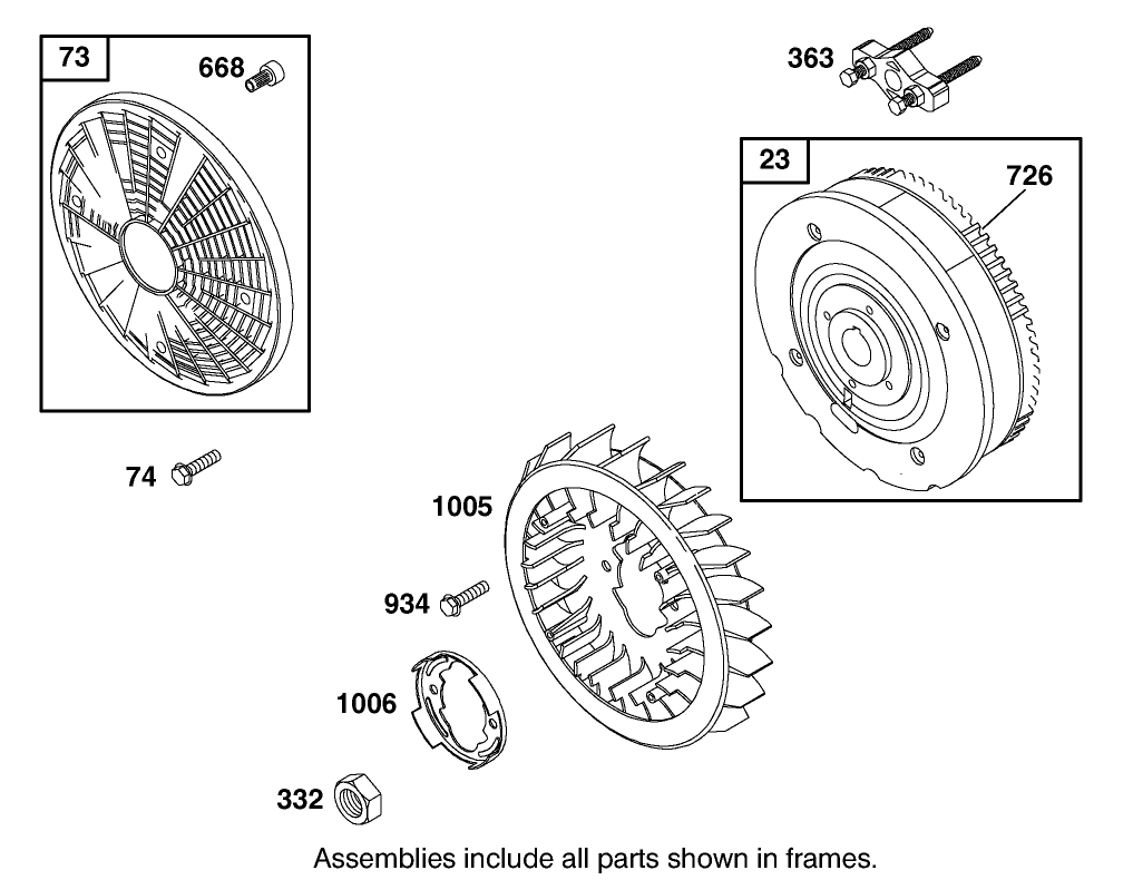 Flywheel Assembly Briggs and Stratton Model 350447-1331-E1