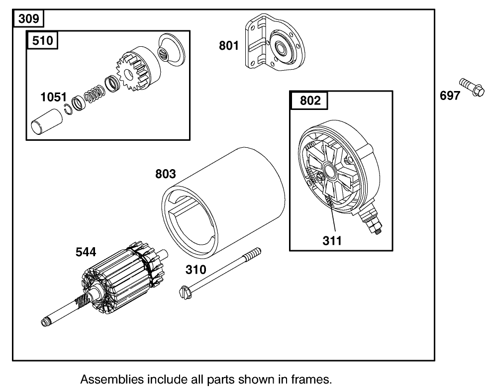 Starter Assembly Briggs and Stratton Model 350447-1331-E1
