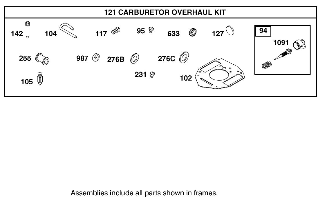 Carburetor Overhaul Kit Assembly Briggs and Stratton Model 350447-1331-E1
