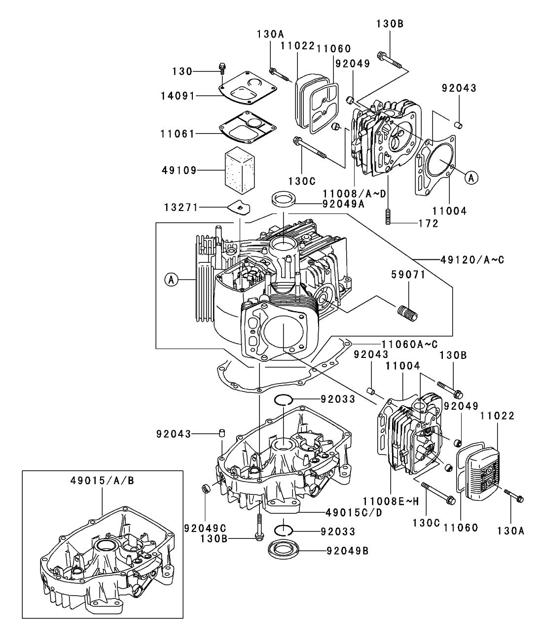 Cylinder/Crankcase Assembly Kawasaki FH500V-ES10