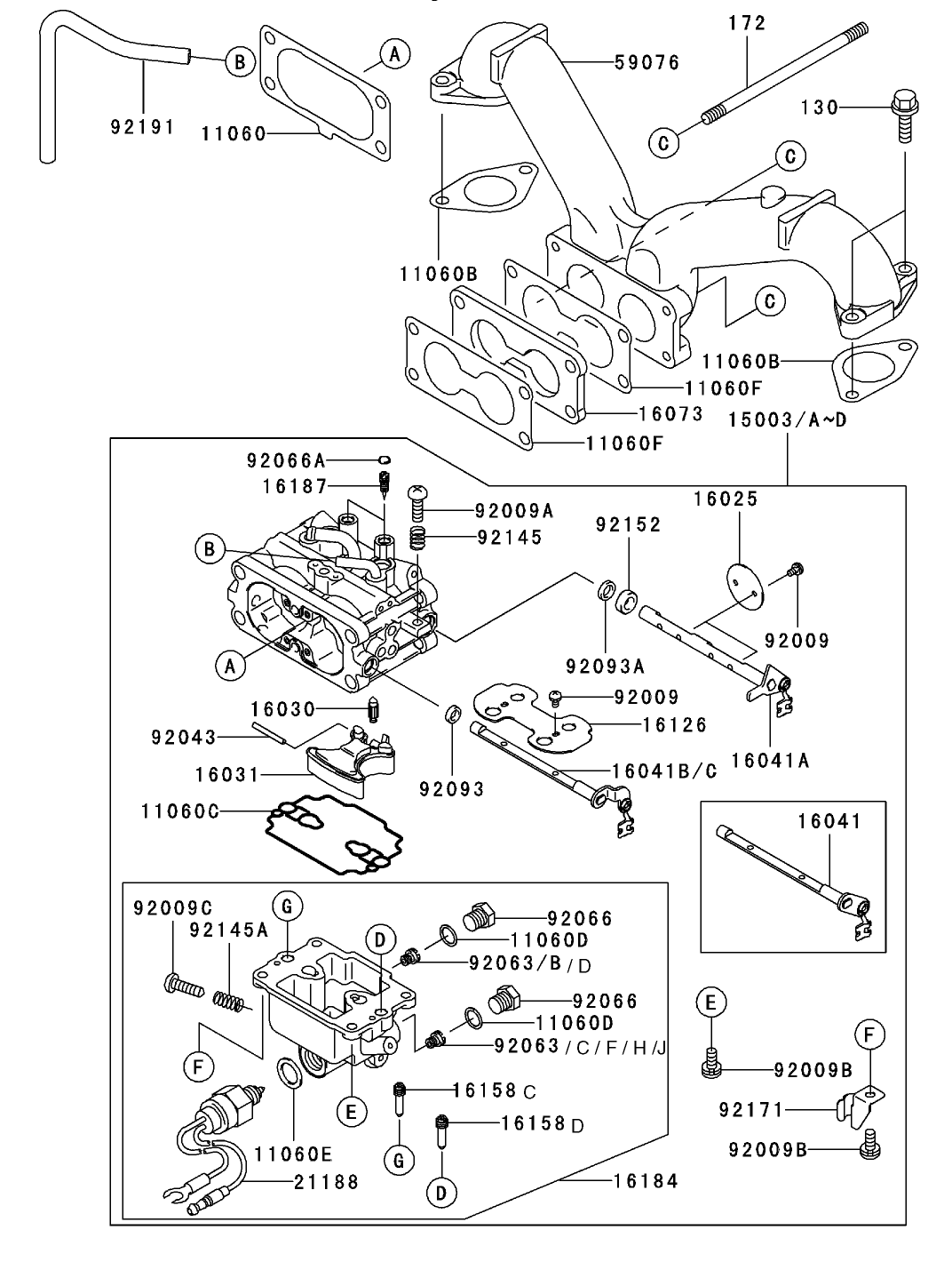Carburetor Assembly Kawasaki FH601V-DS06