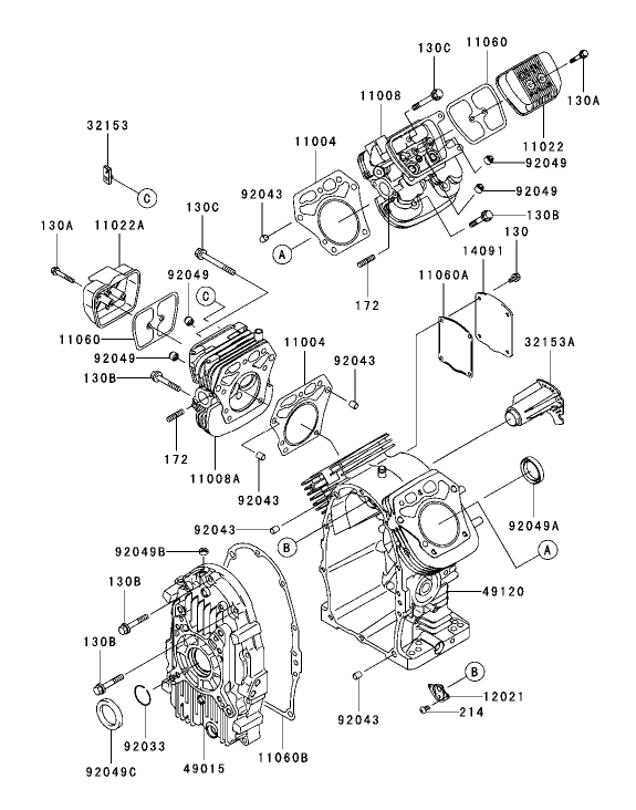 Cylinder/Crankcase Assembly Kawasaki FH721D-AS05