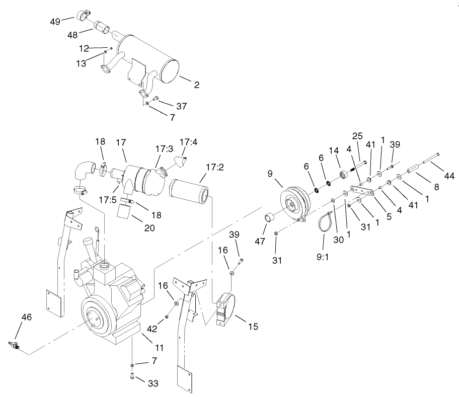 Engine, Clutch and Air Cleaner Assembly