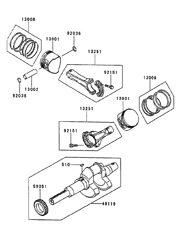 Piston/Crankshaft Assembly Kawasaki FD750D-AS03