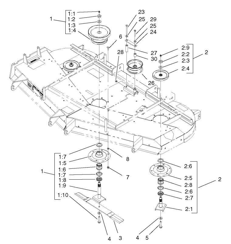Deck, Pulley and Deflector Assembly