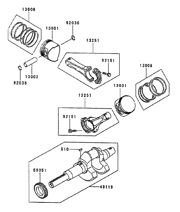 Piston/Crankshaft Assembly Kawasaki FD750D-AS03