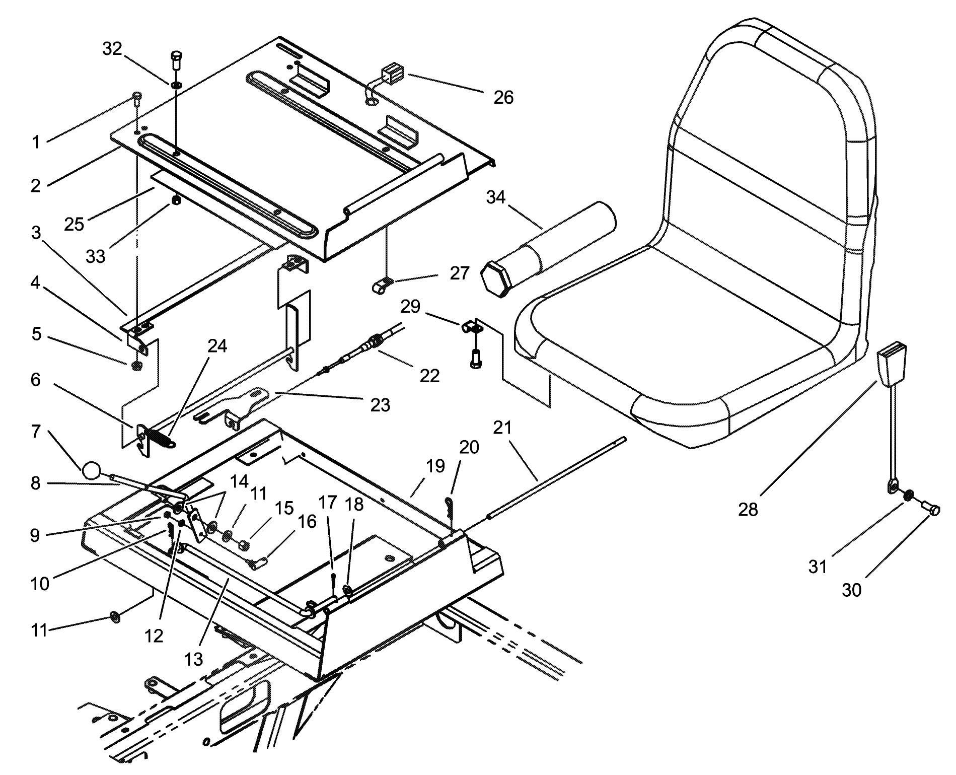 Throttle and Seat Frame Assembly