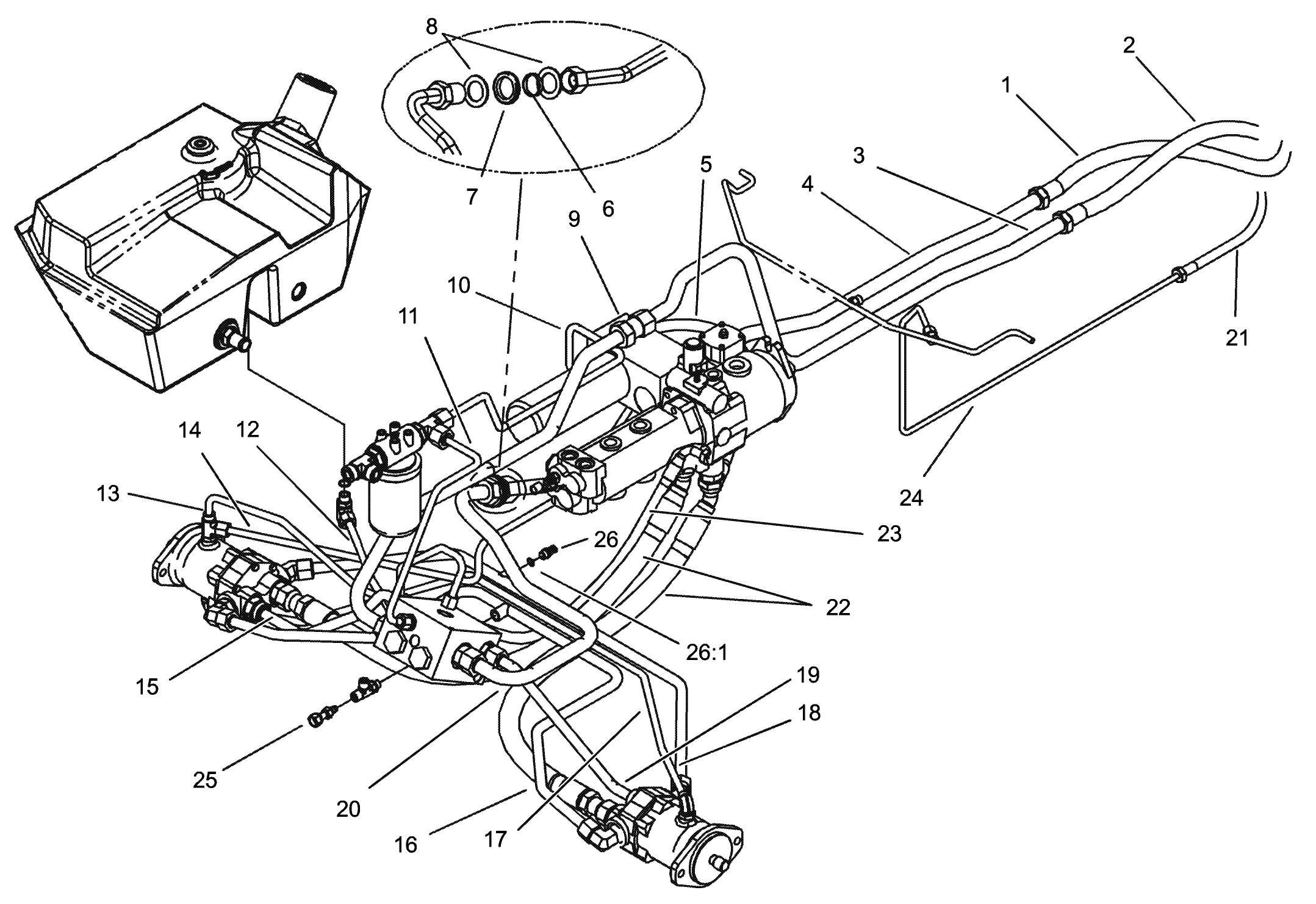 Traction Hydraulic Line Assembly