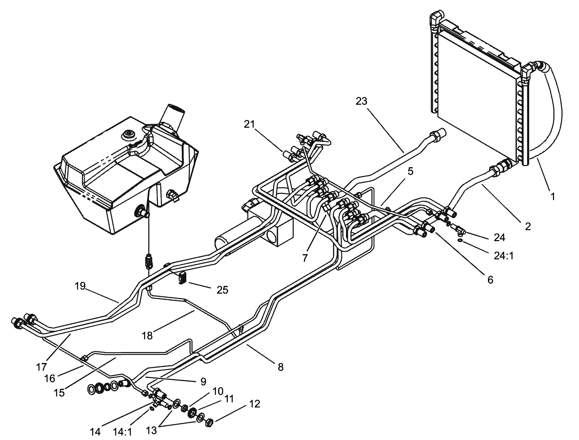 Mow Block Hydraulic Line Assembly
