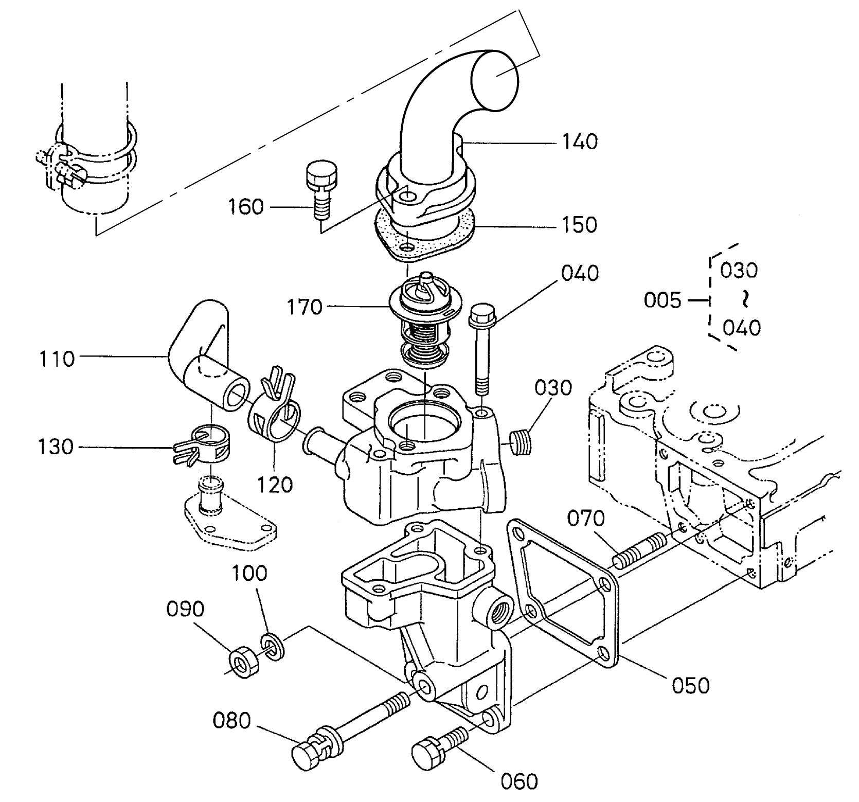 Water Flange and Thermostat Assembly