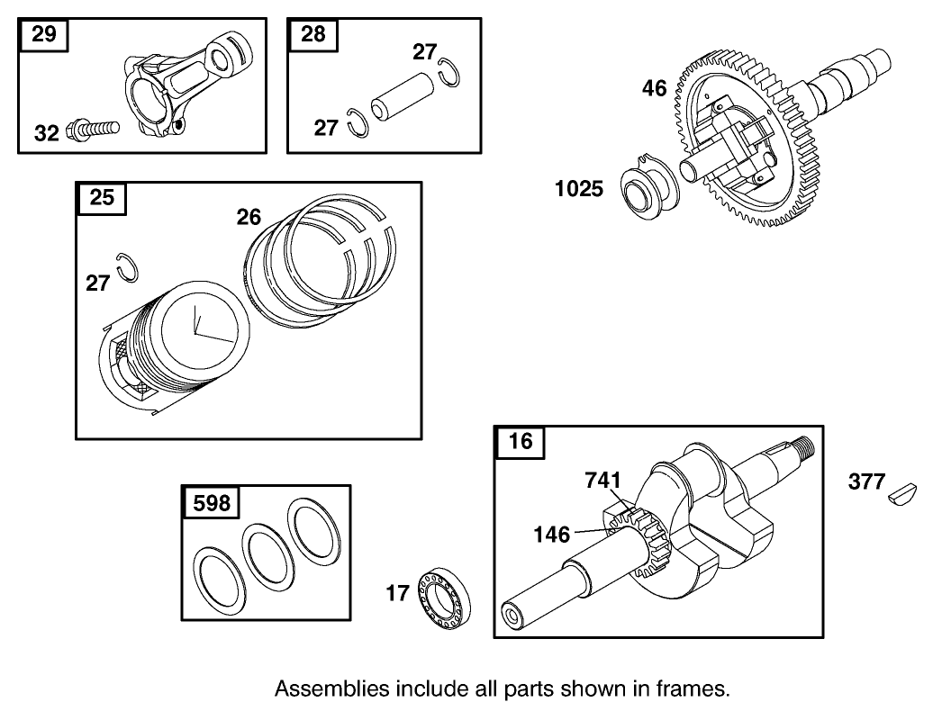Crankshaft Assembly Briggs and Stratton Model 350447-1331-E1