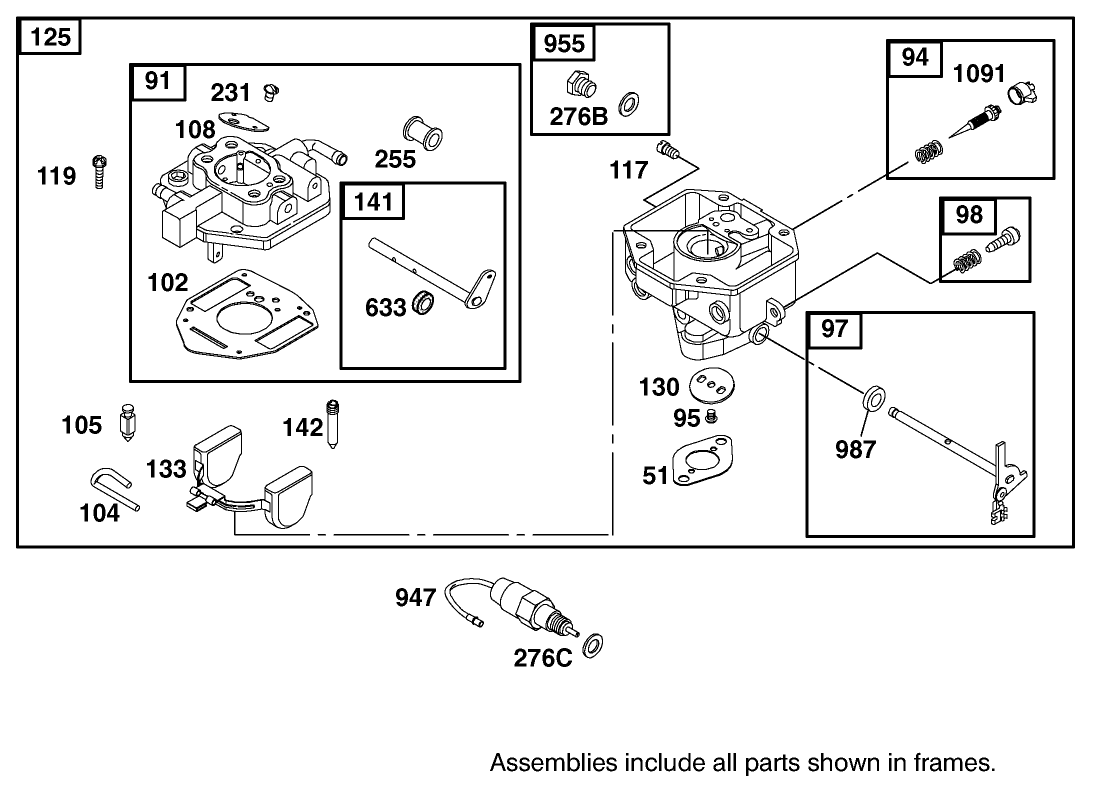 Carburetor Assembly Briggs and Stratton Model 350447-1331-E1