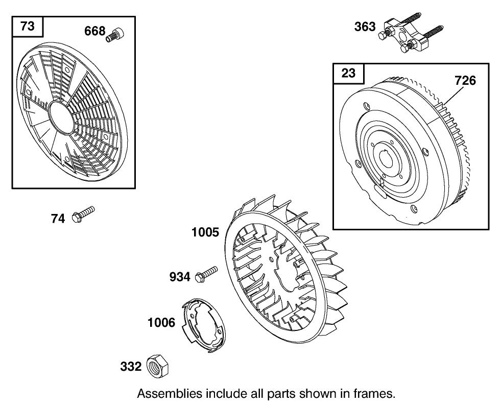 Flywheel Assembly Briggs and Stratton Model 350447-1331-E1