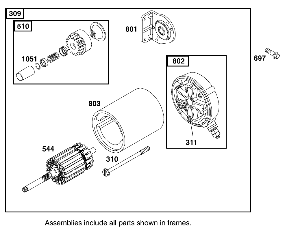 Starter Assembly Briggs and Stratton Model 350447-1331-E1