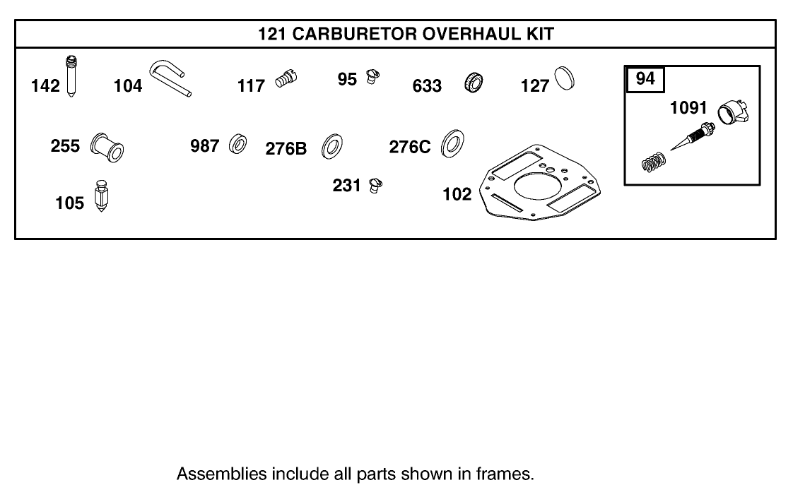 Carburetor Overhaul Kit Assembly Briggs and Stratton Model 350447-1331-E1