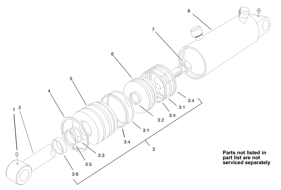 Hydraulic Cylinder Assembly No. 100-6586 (2-1/2in Bore)