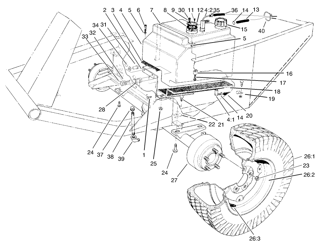 Fuel Tank and Front Axle Assembly