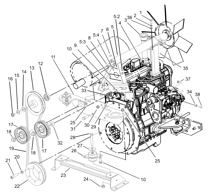 Engine and Mounting Components Assembly (Continued)