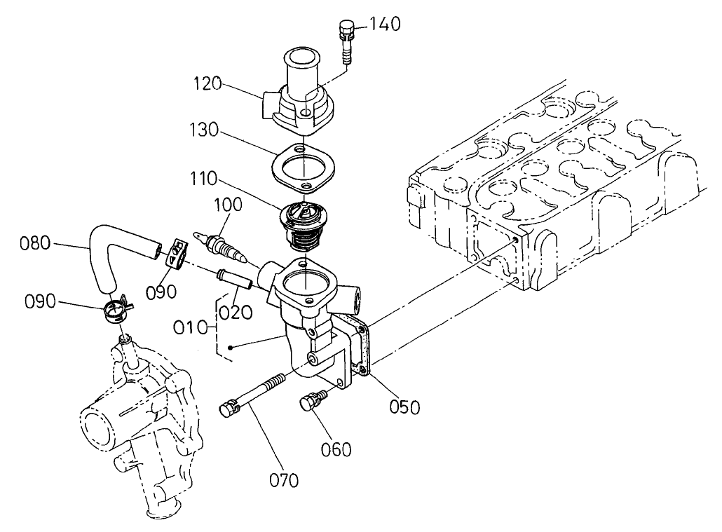Water Flange and Thermostat Assembly