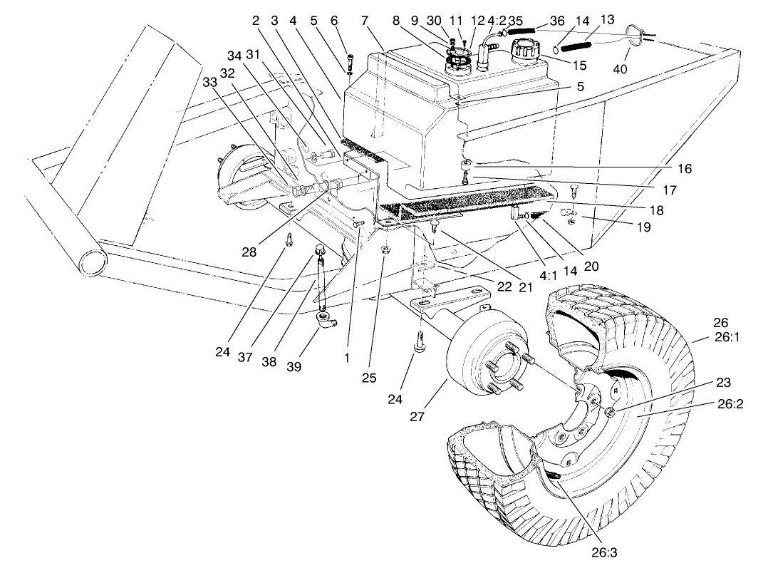 Fuel Tank and Front Axle Assembly