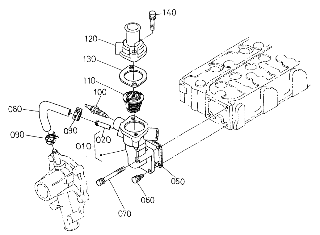 Water Flange and Thermostat Assembly