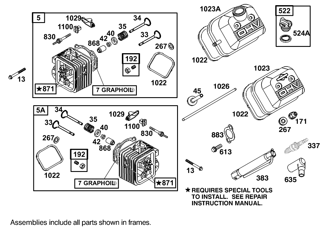 Cylinder Head Assembly Briggs and Stratton Model 303447-1408-E1