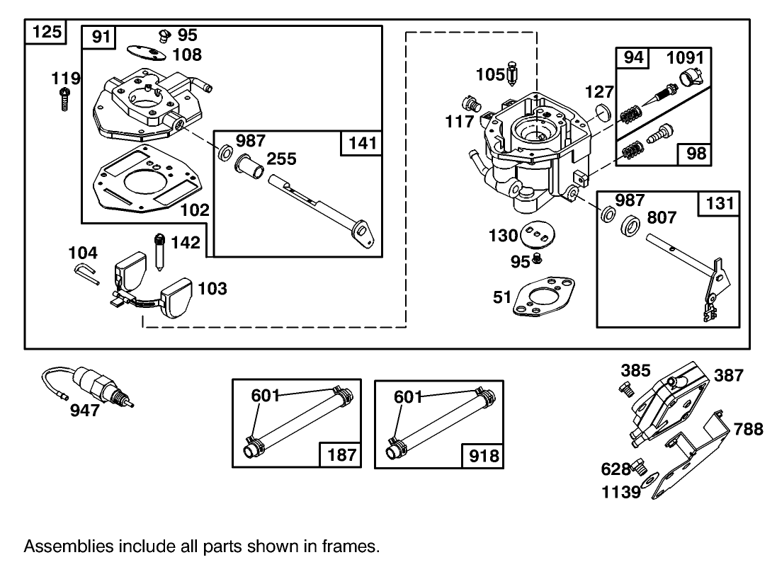Carburetor Assembly Briggs and Stratton Model 303447-1408-E1