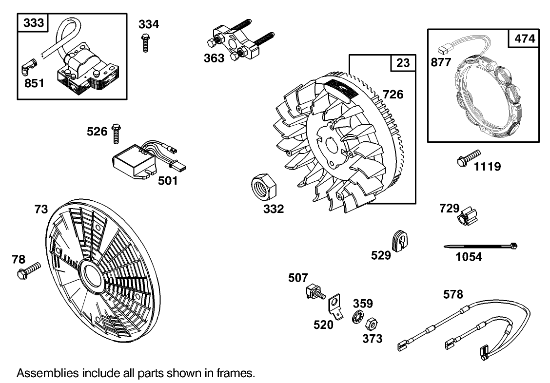Flywheel Assembly Briggs and Stratton Model 303447-1408-E1