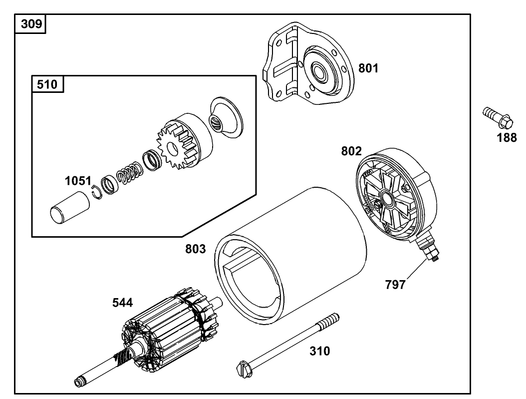 Starter Assembly Briggs and Stratton Model 303447-1408-E1