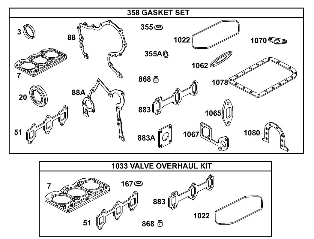Gasket and Valve Overhaul Kit Assembly