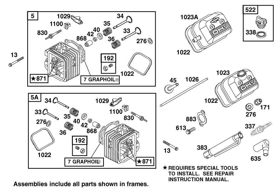 Cylinder Head Assembly Briggs and Stratton Model 303440-1409-E1